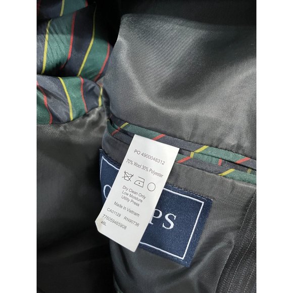 Chaps Ralph Lauren Mens Blazer Jacket Size 46L Blue Wool Pinstriped Sport Coat - Picture 5 of 7